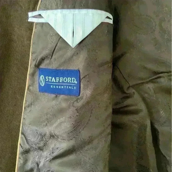 Stafford Sport Coat Mens 48R Corduroy Elbow Patch Brown Blazer Essentials Jacket - Picture 12 of 12